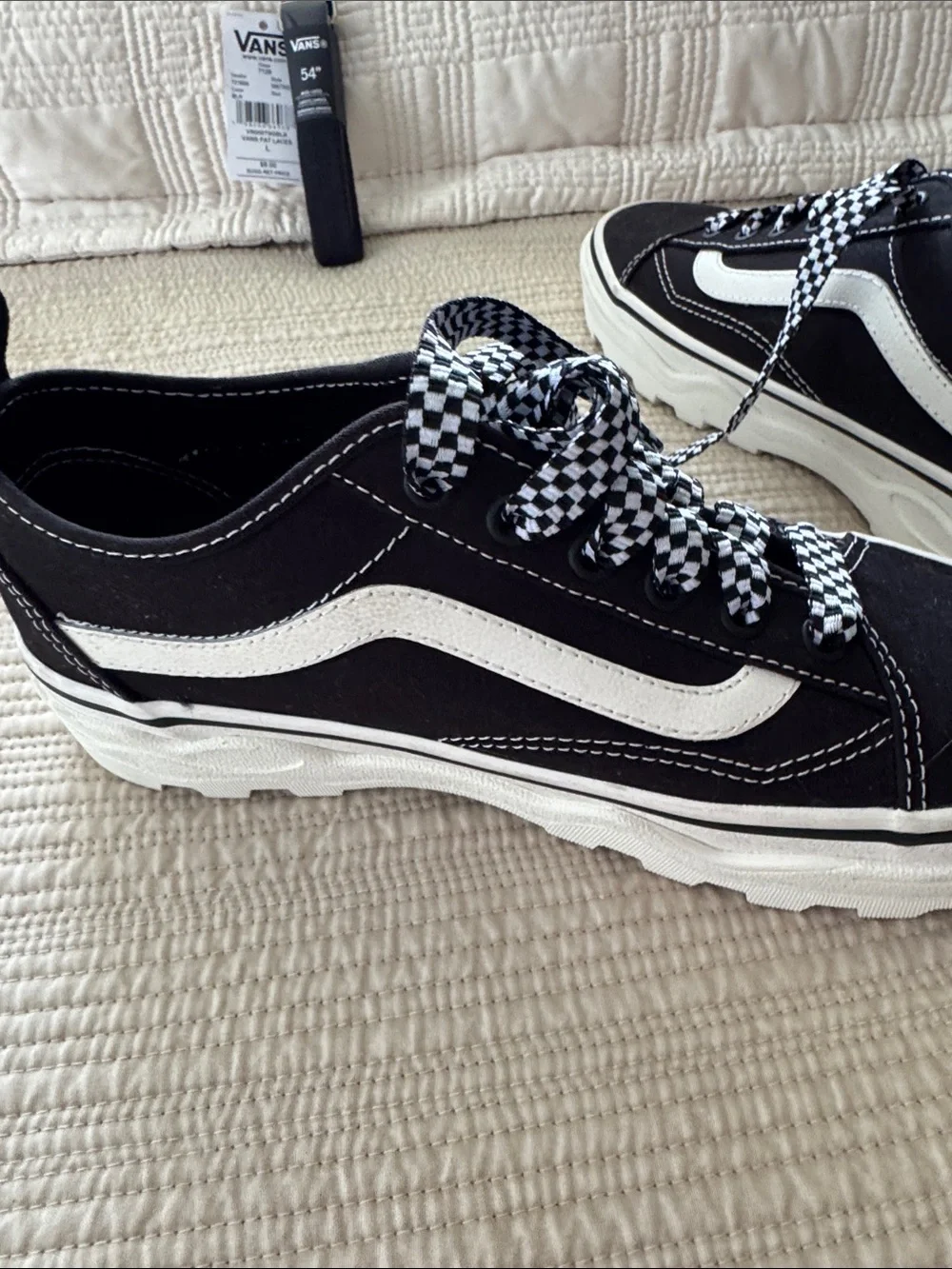 Vans Black and White Checkerboard Laced Sneakers